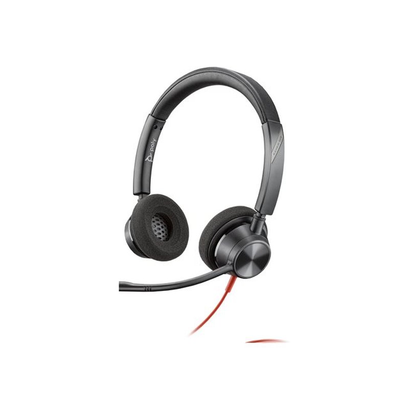 POLY Auriculares estéreo Blackwire 3320 con certificación Microsoft Teams USB-C + Adaptador USB-C/A