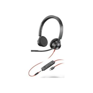 POLY Auriculares estéreo Blackwire 3325 con certificación Microsoft Teams USB-C + Conector de 3,5 mm + Adaptador USB-C/A