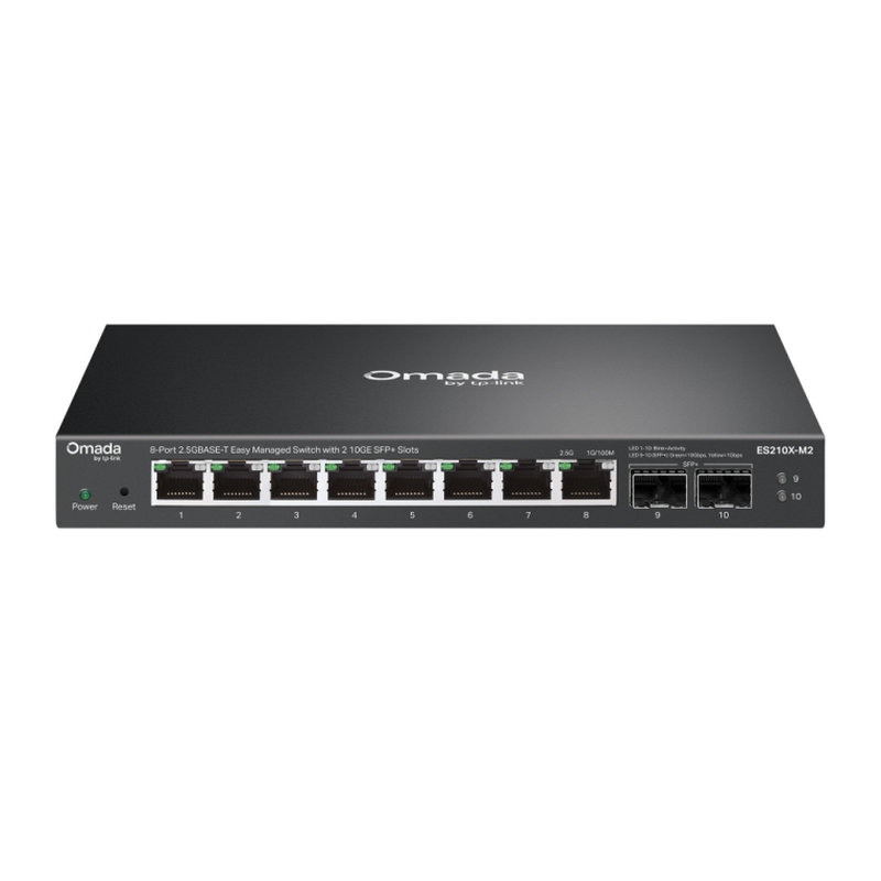 SWITCH OMADA ES210X-M2 8-PORT EASY MANAGED SWITCH WITH 2 10GE SFP+ SLOTS