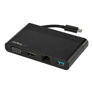 StarTech.com Adaptador Multipuertos USB-C 4K con HDMI, VGA, Ethernet Gigabit y USB 3.0 - Mini Docking Station USB Tipo C de Viajes a HDMI de 4K o VGA 1080p - Replicador de Puertos USBC