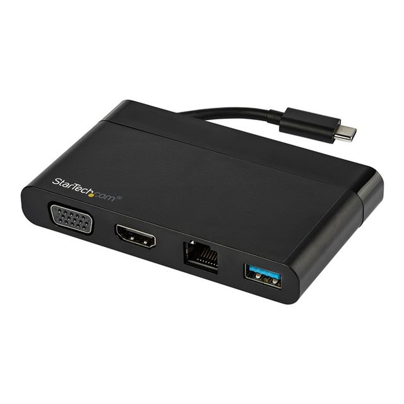 StarTech.com Adaptador Multipuertos USB-C 4K con HDMI, VGA, Ethernet Gigabit y USB 3.0 - Mini Docking Station USB Tipo C de Viajes a HDMI de 4K o VGA 1080p - Replicador de Puertos USBC