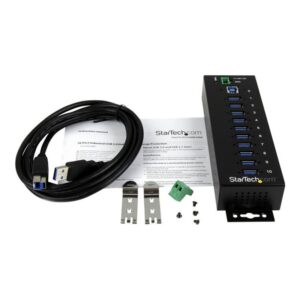 StarTech.com Hub Industrial de 10 Puertos USB 3.0 con Protección Antiestática ESD y Protección de Picos de 350W StarTech.com Hub Industrial de 10 Puertos USB 3.0 con Protección Antiestática ESD y Protección de Picos de 350W
