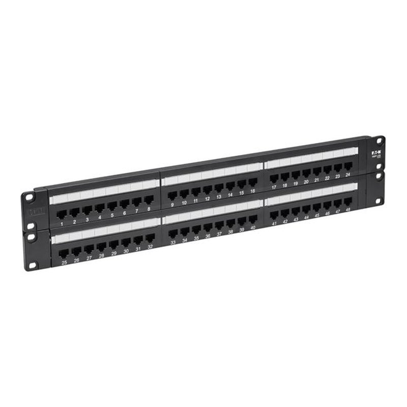 Tripp Lite N252-048 Panel de Conexiones Cat5 / Cat6 110 de 48 Puertos, para Instalación en 2U de Rack, 568B, Ethernet RJ45