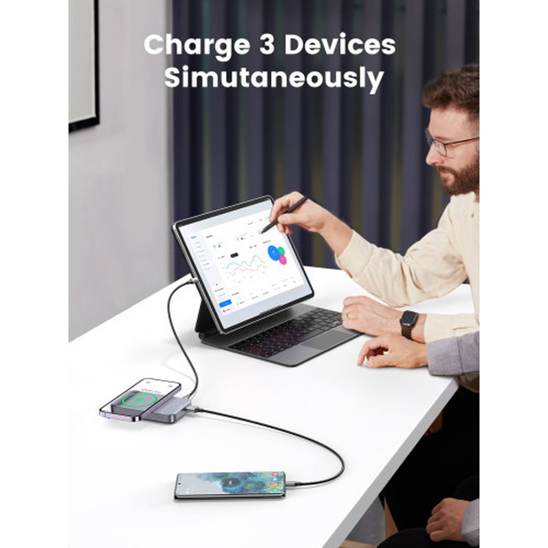 Ugreen 10000mAh Mini Powerbank Wireless 20W with MagSafe grey - Imagen 8