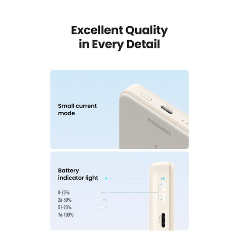 Ugreen 25208 batería externa 10000 mAh Cargador inalámbrico Beige Ugreen 25208 batería externa 10000 mAh Cargador inalámbrico Beige - Imagen 12