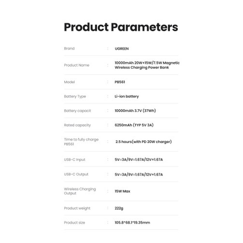 Ugreen 25208 batería externa 10000 mAh Cargador inalámbrico Beige Ugreen 25208 batería externa 10000 mAh Cargador inalámbrico Beige - Imagen 14