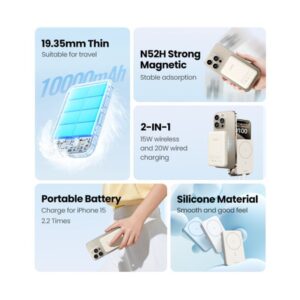 Ugreen 25208 batería externa 10000 mAh Cargador inalámbrico Beige Ugreen 25208 batería externa 10000 mAh Cargador inalámbrico Beige