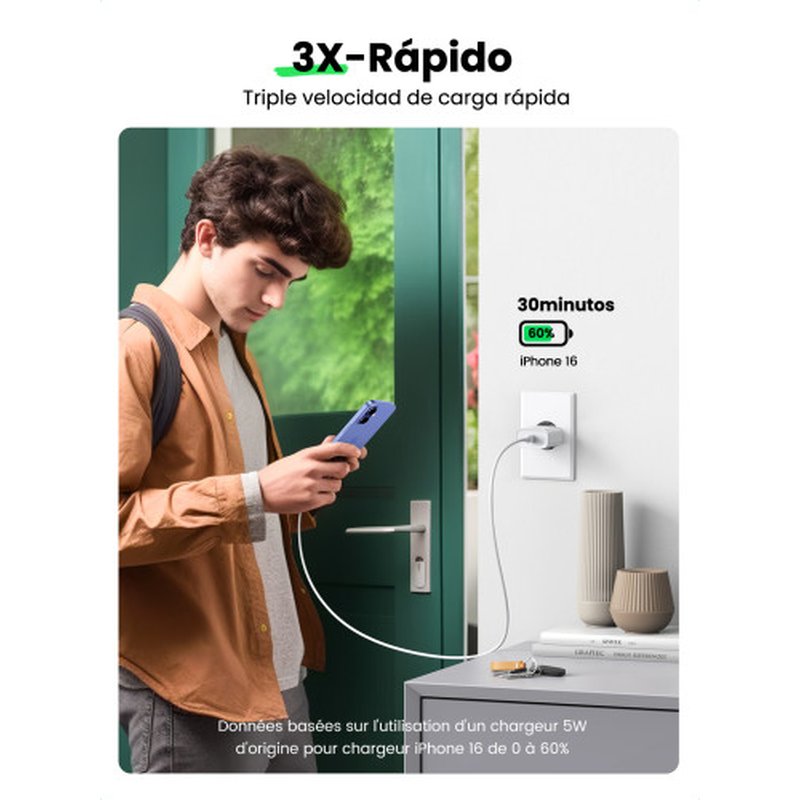 Ugreen 60450 cargador de dispositivo móvil Universal Blanco Corriente alterna Carga rápida Interior - Imagen 5