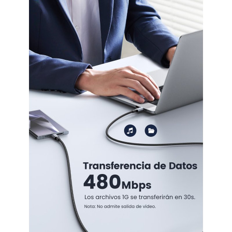 Ugreen 70427 cable USB USB 2.0 1 m USB C Negro, Plata Ugreen 70427 cable USB USB 2.0 1 m USB C Negro, Plata - Imagen 5