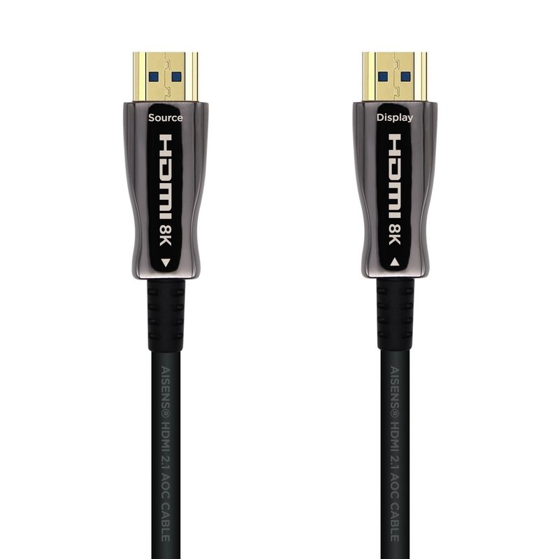 AISENS Cable HDMI V2.1 AOC Ultra Alta Velocidad / HEC 8k@60Hz 4k@120Hz 4:4:4 48Gbps, A/M-A/M, Negro, 60m