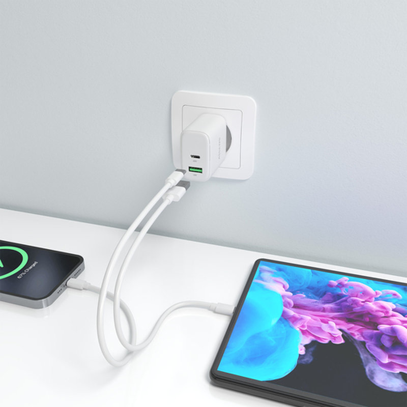 AISENS - CARGADOR GaN 45W, 1xUSB-C PD3.0 QC4.0, 1xUSB-A QC3.0, BLANCO - Imagen 5