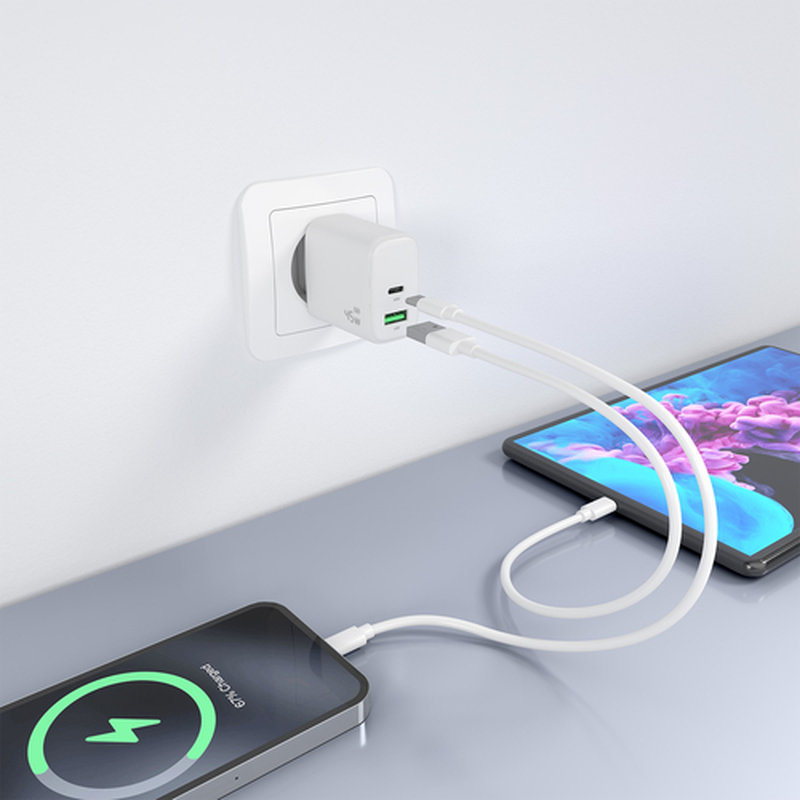 AISENS - CARGADOR GaN 45W, 1xUSB-C PD3.0 QC4.0, 1xUSB-A QC3.0, BLANCO - Imagen 6