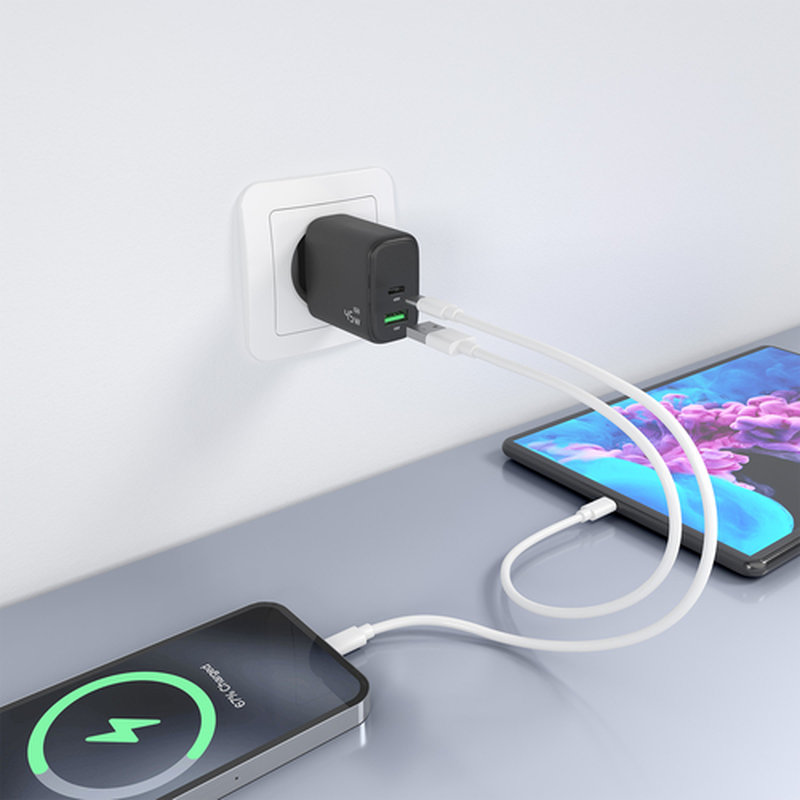 AISENS Cargador GaN 45W, 1xUSB-C PD3.0 QC4.0, 1xUSB-A QC3.0, Negro - Imagen 6