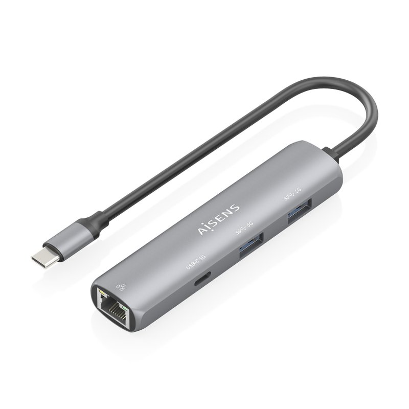 AISENS Dock USB-C A Ethernet Gigabit + Hub 1xUSB-C+2xUSB-A, Gris, 15cm AISENS Dock USB-C A Ethernet Gigabit + Hub 1xUSB-C+2xUSB-A, Gris, 15cm
