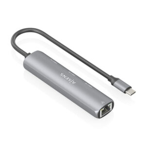 Alternative view of AISENS Dock USB-C A Ethernet Gigabit + Hub 3xUSB-C, Gris, 15cm
