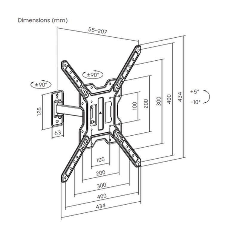 AISENS Soporte Eco Giratorio, Inclinable Para Monitor/TV 30kg (2 Pivotes) De 23"-65", Negro - Imagen 7