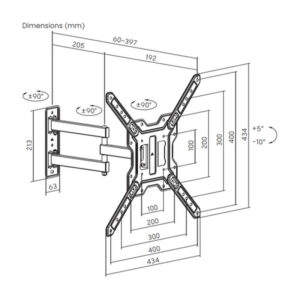 AISENS Soporte Eco Giratorio, Inclinable Para Monitor/TV 30kg (3 Pivotes) De 23"-65", Negro