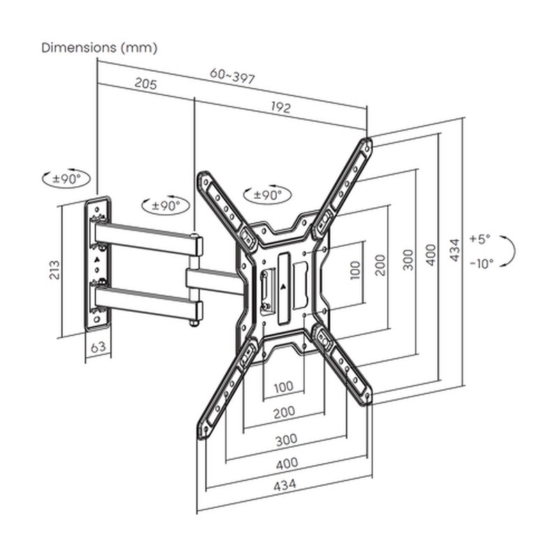 AISENS Soporte Eco Giratorio, Inclinable Para Monitor/TV 30kg (3 Pivotes) De 23"-65", Negro - Imagen 7
