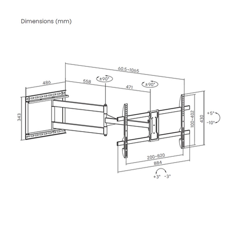 AISENS Soporte Pro Giratorio, Inclinable y Nivelable para Monitor/TV 50kg de 43"-80", Negro - Imagen 7