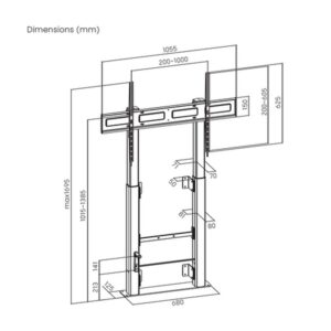 AISENS Soporte Suelo Con Manivela y Fijacion a Pared, TV 120kg de 60"-100", Negro