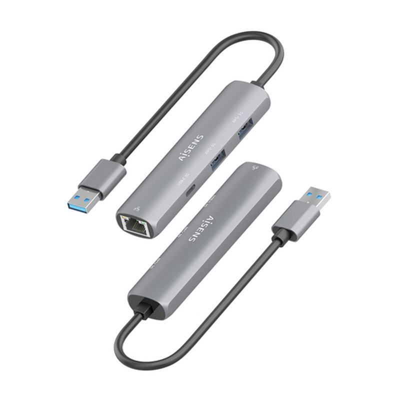 AISENS USB3.0 Dock USB-A A Ethernet Gigabit + Hub 1xUSB-C+2xUSB-A, Gris, 15cm AISENS USB3.0 Dock USB-A A Ethernet Gigabit + Hub 1xUSB-C+2xUSB-A, Gris, 15cm - Imagen 3