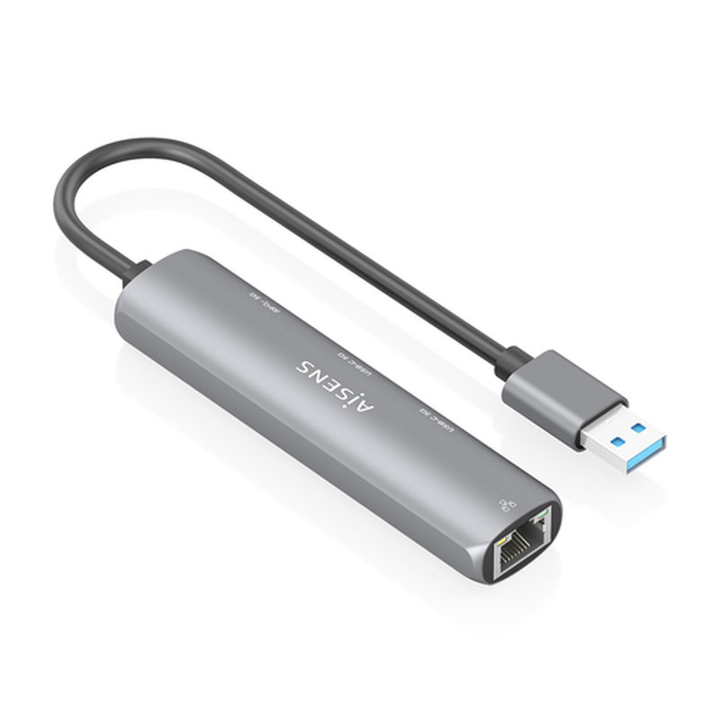 AISENS USB3.0 Dock USB-A A Ethernet Gigabit + Hub 2xUSB-C+1xUSB-A, Gris, 15cm - Imagen 2