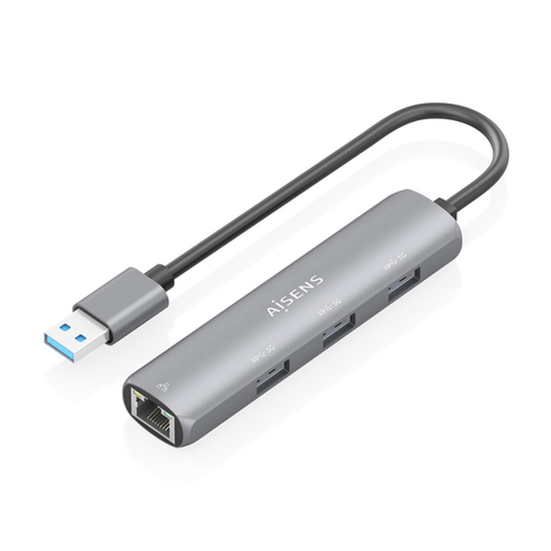AISENS USB3.0 Dock USB-A A Ethernet Gigabit + Hub 3xUSB-A, Gris, 15cm AISENS USB3.0 Dock USB-A A Ethernet Gigabit + Hub 3xUSB-A, Gris, 15cm
