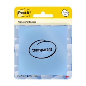 BLISTER 36 HOJAS NOTAS TRANSPARENTES 600-1TRSPB 73X73 MM AZUL PASTEL POST-IT 7100394509