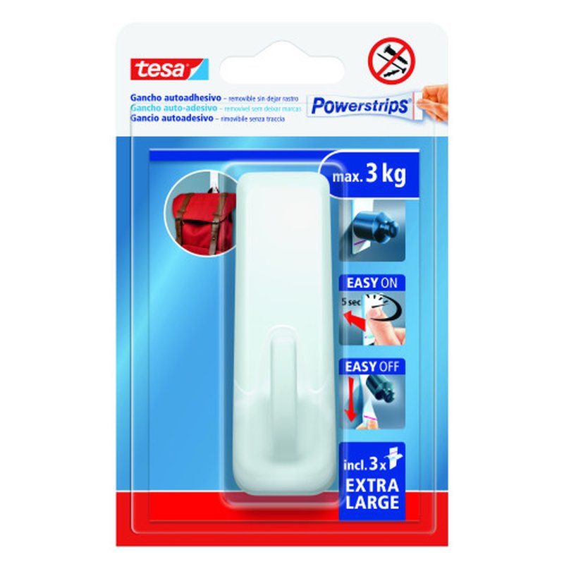 BLISTER GANCHO ADHESIVO XL RECTANGULAR POWERSTRIPS 3KG BLANCO TESA 59029-00001-00 BLISTER GANCHO ADHESIVO XL RECTANGULAR POWERSTRIPS 3KG BLANCO TESA 59029-00001-00