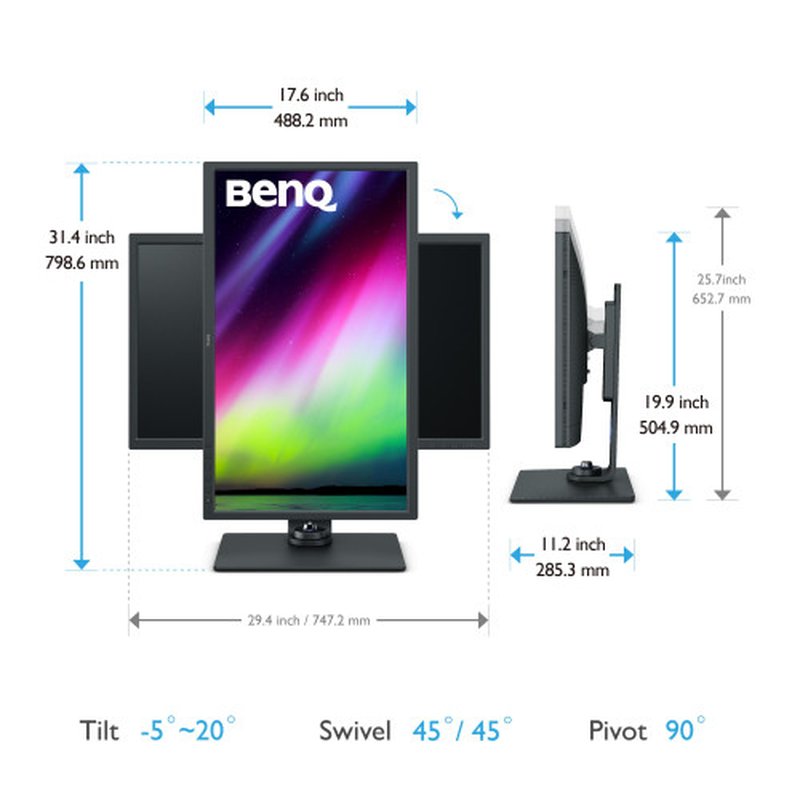 BenQ SW321C pantalla para PC 81,3 cm (32") 3840 x 2160 Pixeles 4K Ultra HD LED Gris