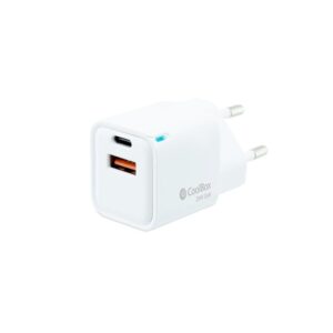 CARGADOR USB COOLBOX 20W GAN USB + USB-C WHITE PARA CASA