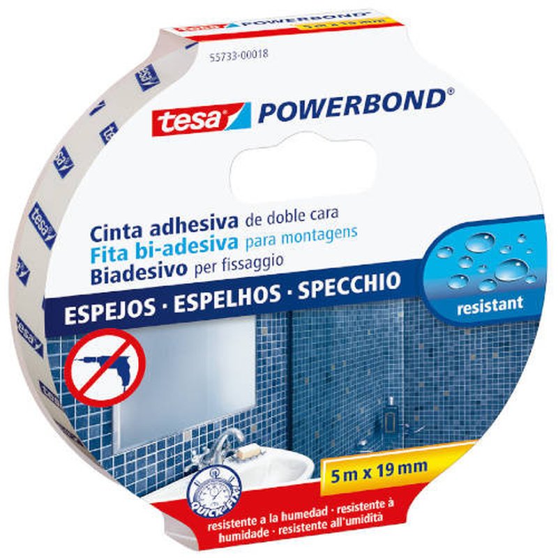 CINTA ADHESIVA POWERBOND DOBLE CARA EXTRA FUERTE (ESPEJOS) 19MM.X5M. TESA 55733-00018-02 | PACK 10 UNIDADES CINTA ADHESIVA POWERBOND DOBLE CARA EXTRA FUERTE (ESPEJOS) 19MM.X5M. TESA 55733-00018-02 | PACK 10 UNIDADES