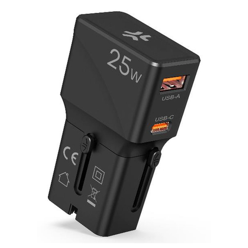 Celly MULTIPLUGSL25W cargador de dispositivo móvil Auriculares, Smartphone, Tableta Negro Corriente alterna Carga rápida Interior