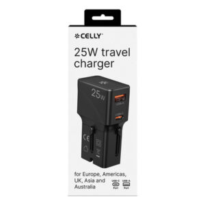 Celly MULTIPLUGSL25W cargador de dispositivo móvil Auriculares, Smartphone, Tableta Negro Corriente alterna Carga rápida Interior