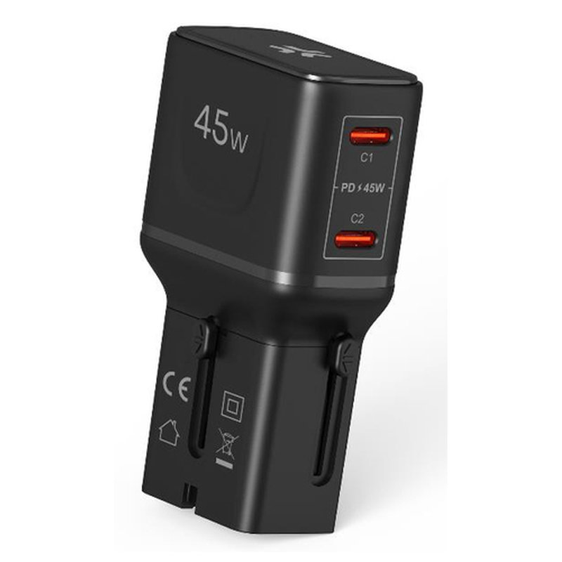 Celly MULTIPLUGSL45W cargador de dispositivo móvil Auriculares, Smartphone, Tableta Negro Corriente alterna Carga rápida Interior