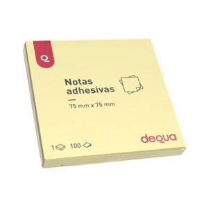 DEQUA Bloc notas adhesivas 100h 75x75mm amarillo