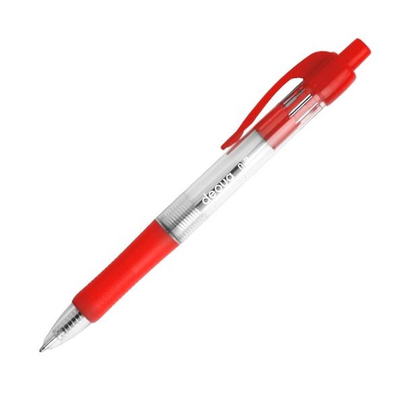 DEQUA Boligrafo retractil tinta de aceite trazo 0,7mm rojo