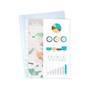 DEQUA C.100 fundas multitaladro PP piel naranja 11 taladros 80 micras A4