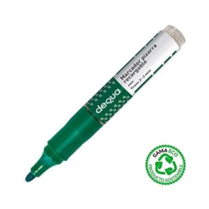 DEQUA Marcador pizarra recargable punta conica trazo 1,5-3mm verde