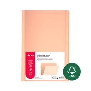 DEQUA Paq.50 subcarpetas 180g A4 sepia pastel