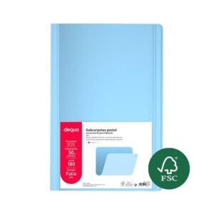 DEQUA Paq.50 subcarpetas 180g folio azul pastel