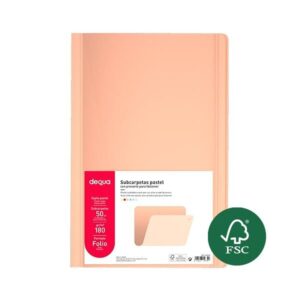 DEQUA Paq.50 subcarpetas 180g folio sepia pastel