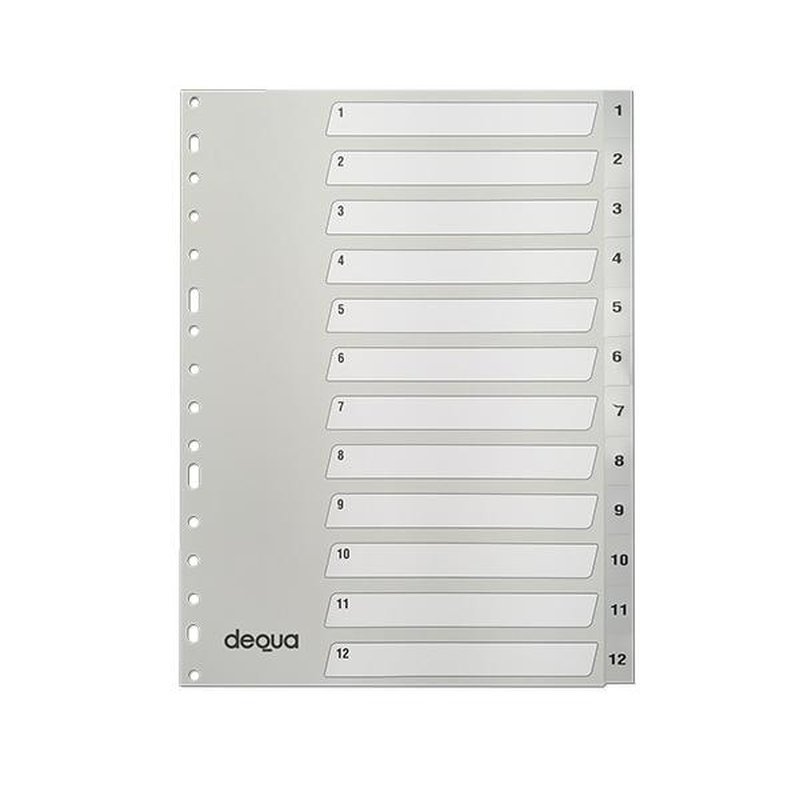 DEQUA indice numerico con caratula 1-12 PP A4 DEQUA indice numerico con caratula 1-12 PP A4