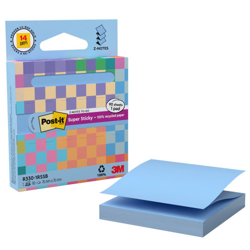 DISPENSADOR DE CARTON 90 HOJAS Z-NOTES RECICLADO SUPER STICKY 76X76 MM AZUL LAVADO R330-1RSSB POST-IT 7100399315 DISPENSADOR DE CARTON 90 HOJAS Z-NOTES RECICLADO SUPER STICKY 76X76 MM AZUL LAVADO R330-1RSSB POST-IT 7100399315