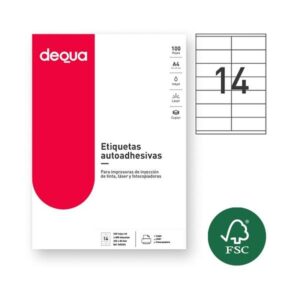 Dequa Etiquetas - 105 x 40 mm - Inkjet, laser, fotocopiadora - Color blanco - Pack 1400 etiquetas