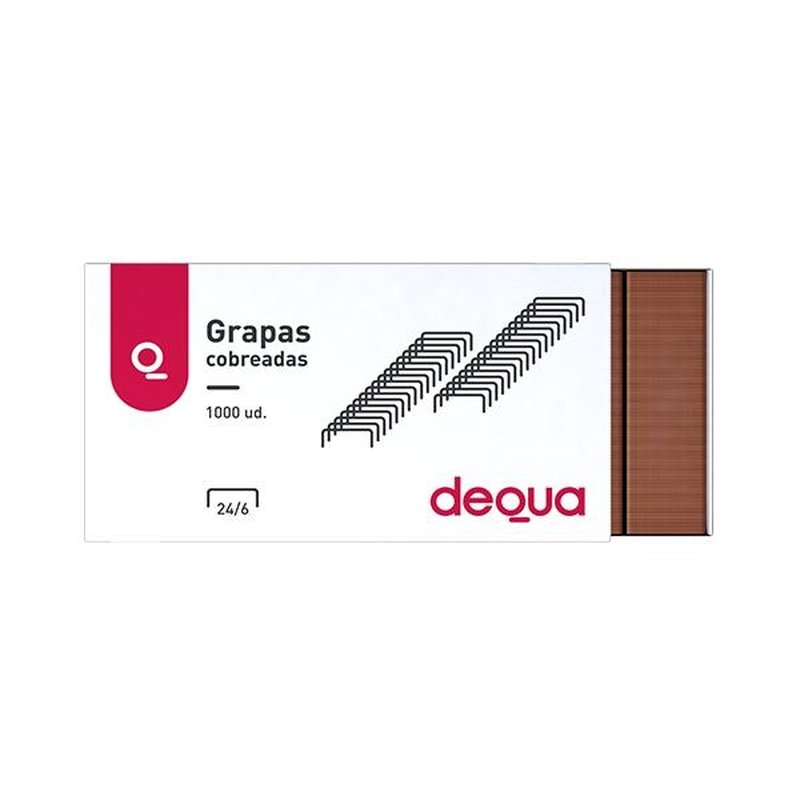Dequa Grapas 22/6-24/6 - Cobreadas - 30 hojas - Caja 1000 grapas Dequa Grapas 22/6-24/6 - Cobreadas - 30 hojas - Caja 1000 grapas