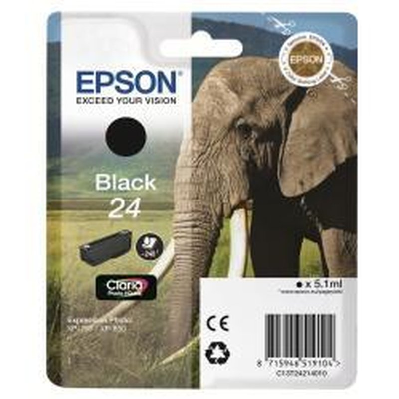 Epson Elephant Cartucho 24 negro (etiqueta RF) Epson Elephant Cartucho 24 negro (etiqueta RF)