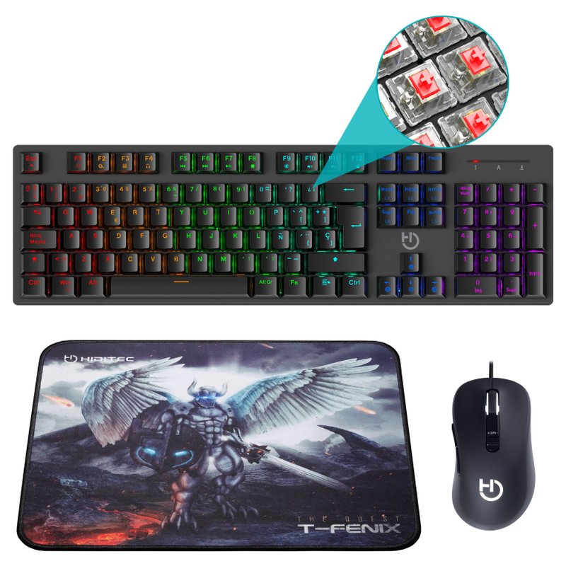 Hiditec Teclado Mecánico GK400 + Ratón Gaming Blitz + Alfombrilla T-Fenix Hiditec Teclado Mecánico GK400 + Ratón Gaming Blitz + Alfombrilla T-Fenix