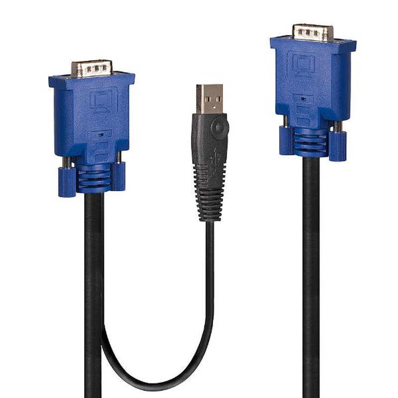 Lindy 32186 cable para video, teclado y ratón (kvm) Negro, Azul 2 m