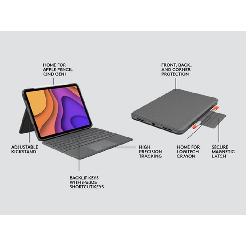 Logitech Folio Touch Gris Smart Connector QWERTY Nórdico - Imagen 7